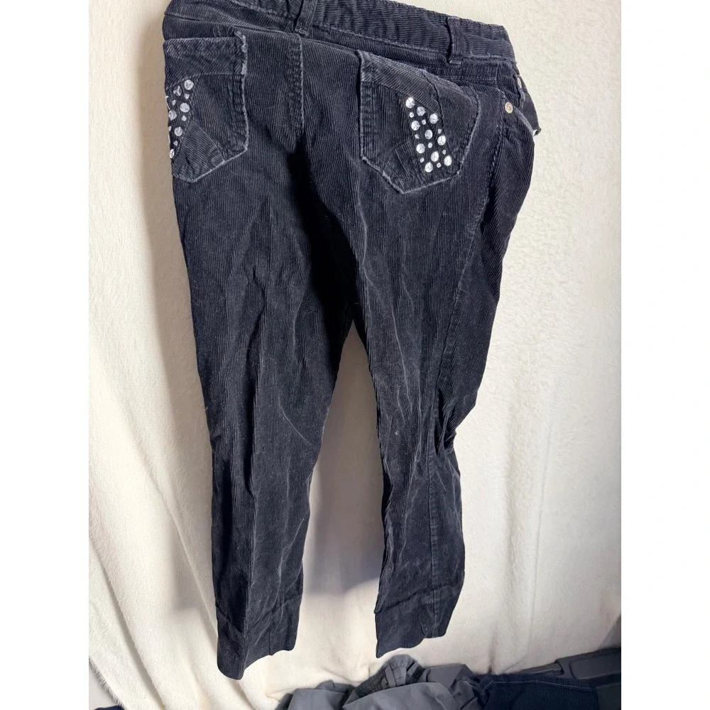 Old Navy Girls Black Corduroy Pants Rhinestone Pockets Size 12